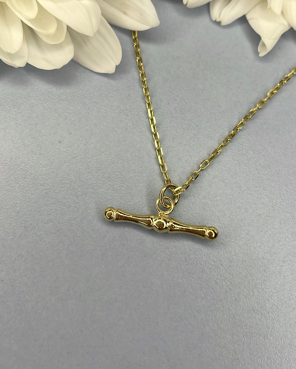9ct Gold Mini Bone T-bar Pendant