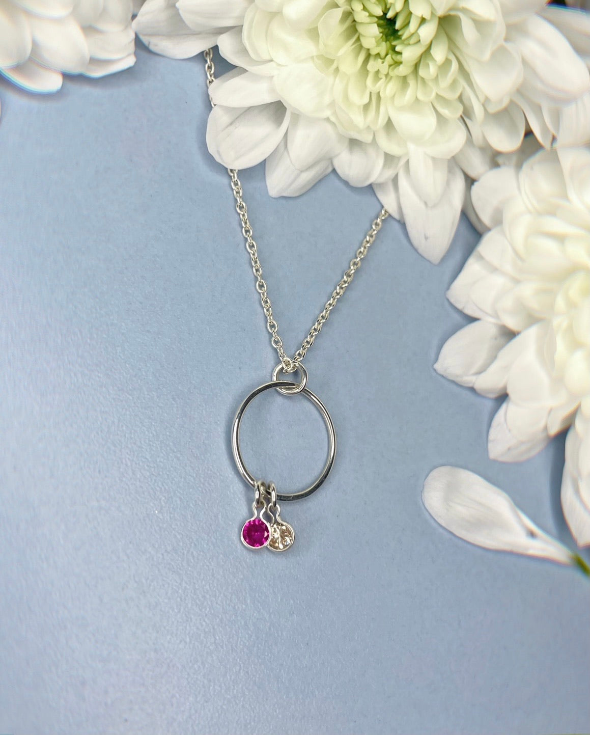 Sterling Silver Birthstone/Mothers Pendant