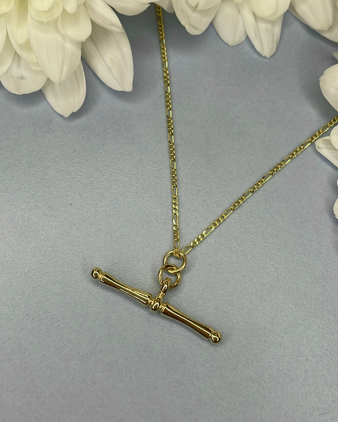 9ct Gold Bone T-bar Pendant
