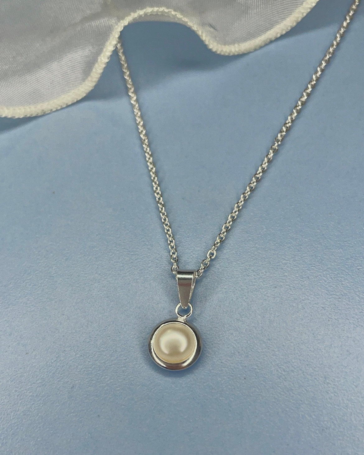 Sterling Silver Synthetic Pearl Pendant