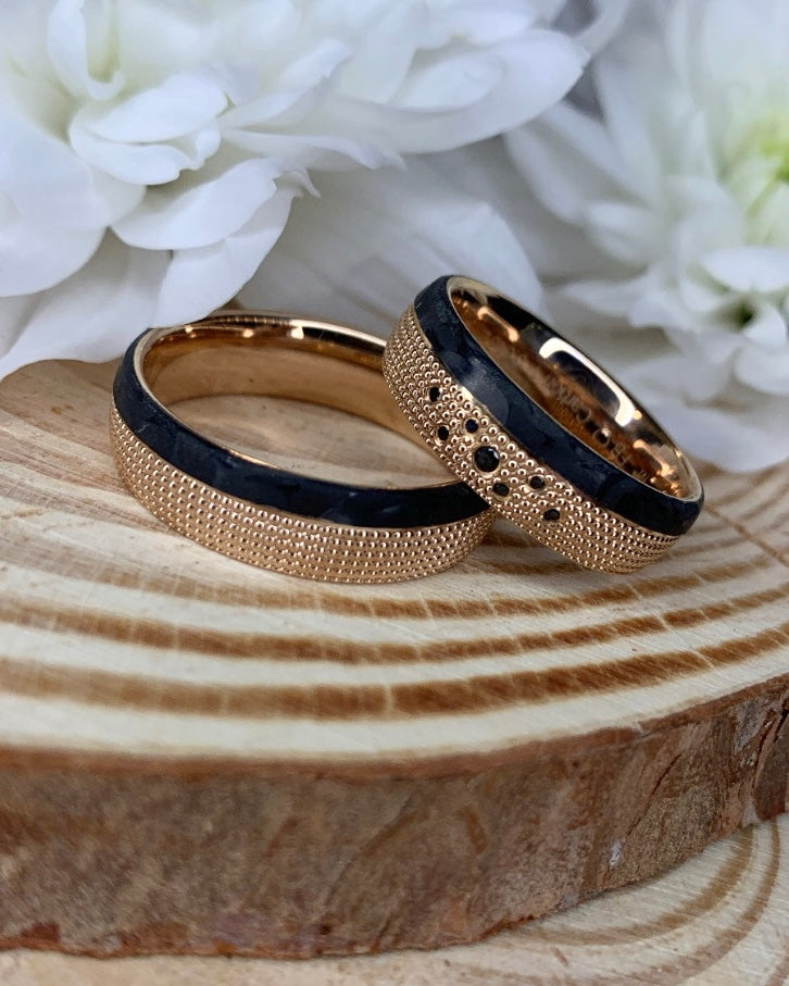 Black Carbon Rose Gold Wedding Band