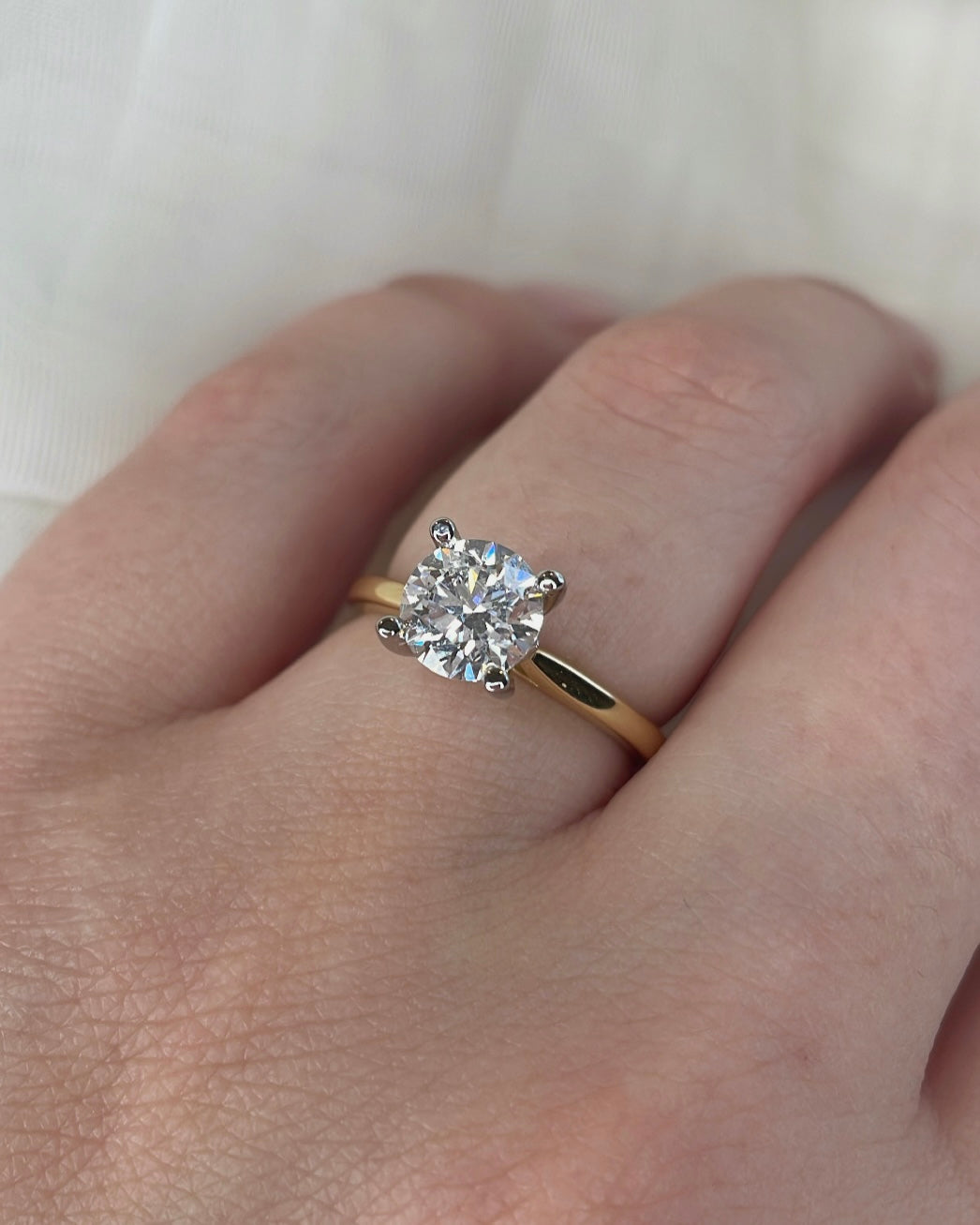 1.39ct Lab Grown Round Diamond Solitaire Yellow Gold Engagement Ring