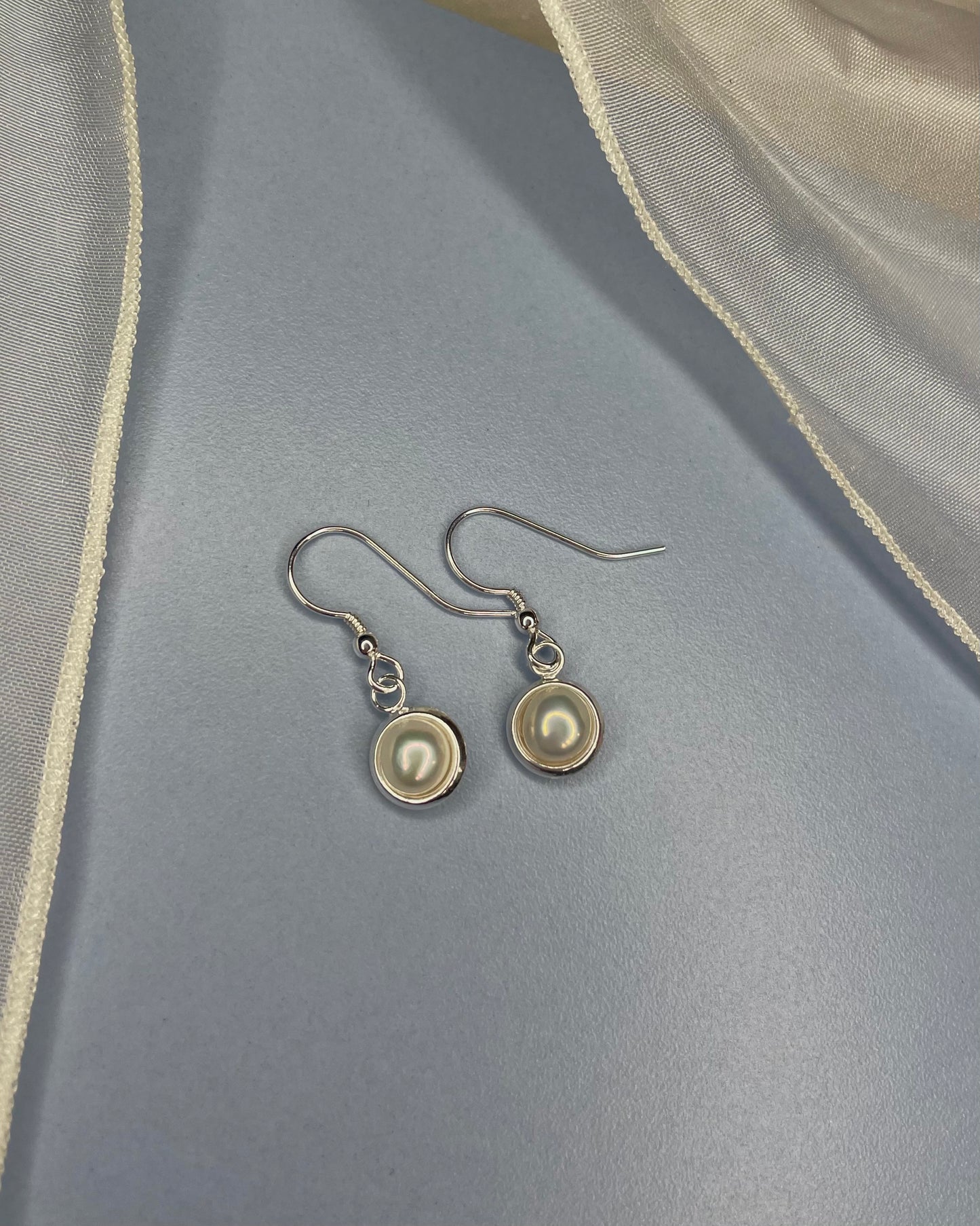 Sterling Silver Pearl Shepherd Hook Earrings