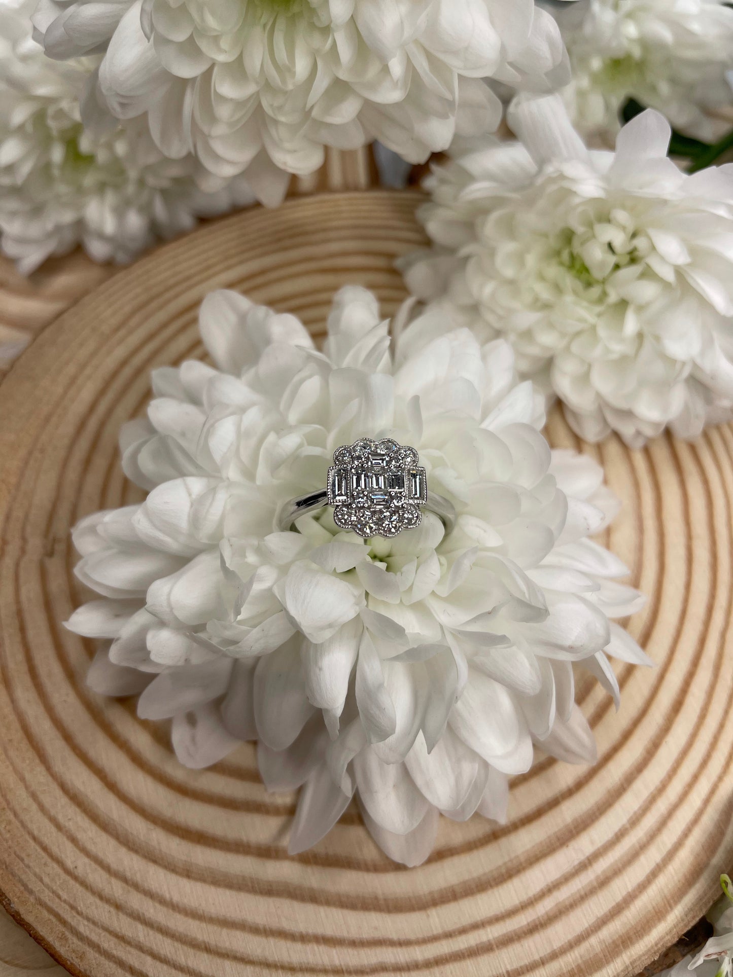 Platinum Vintage Engagement Diamond Ring