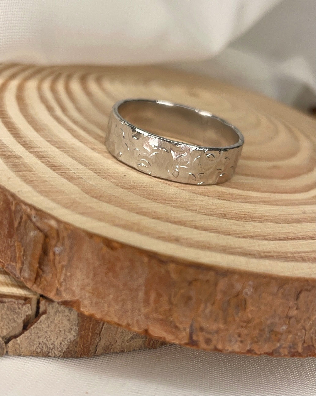 6mm Hammered Effect Sterling Silver Ring