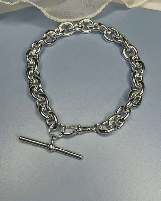 Sterling Silver Links T-Bar Bracelet
