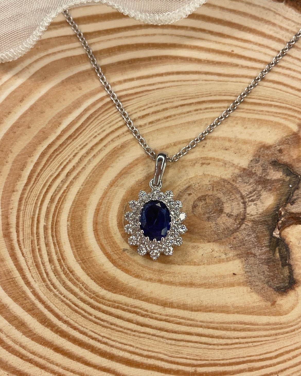 Sapphire & Lab Diamond Pendant
