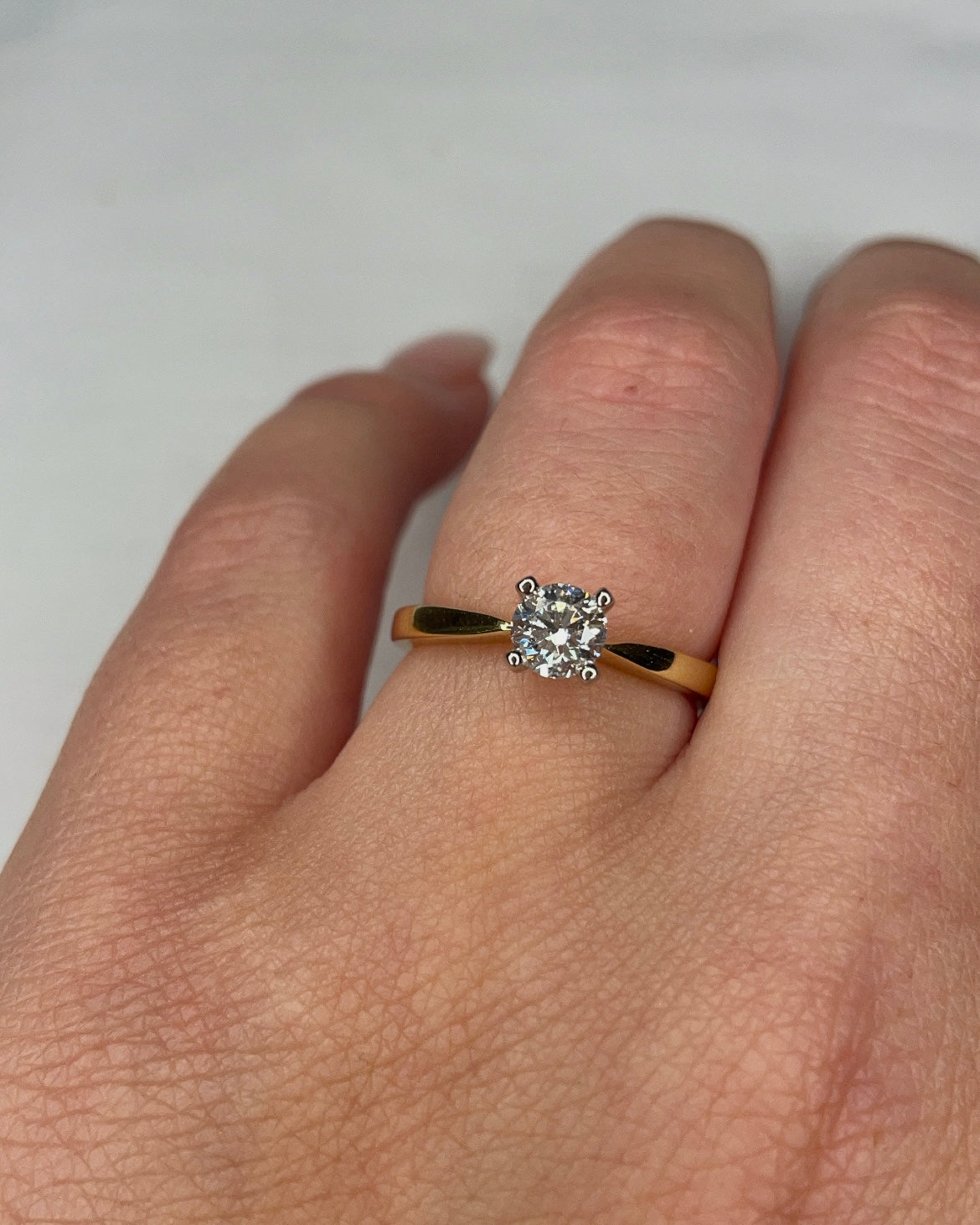 0.52ct Lab Grown Round Diamond Solitaire Yellow Gold Engagement Ring