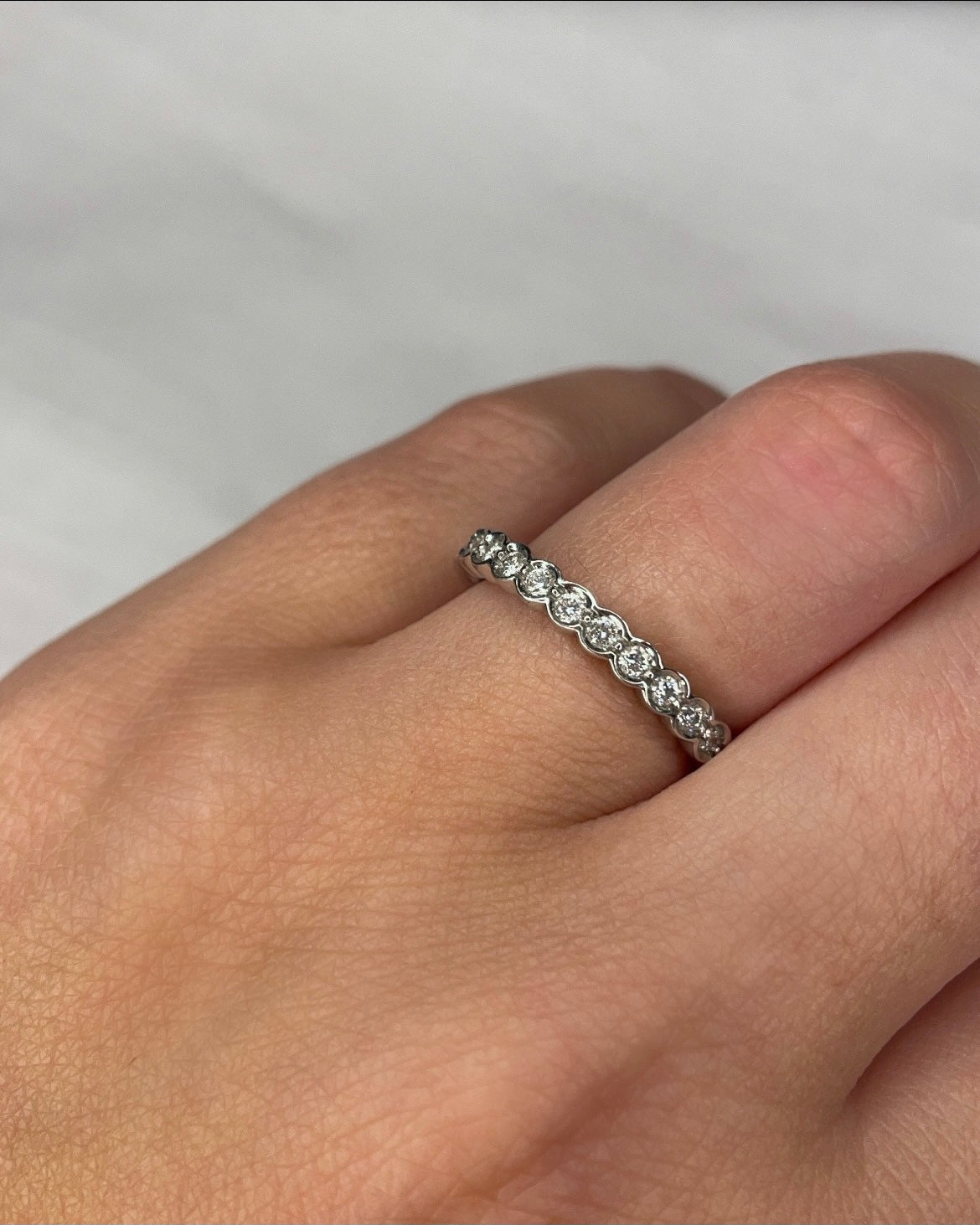 18ct White Full Round Diamond Wedding Band