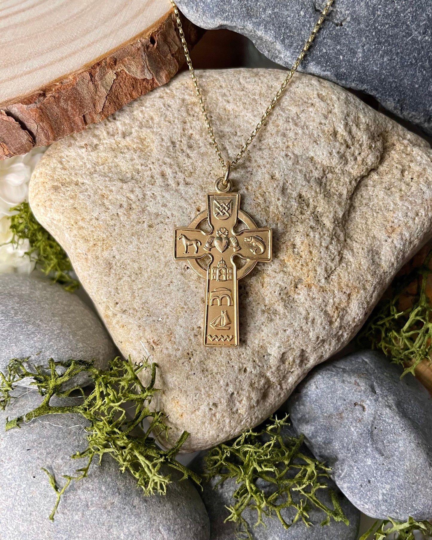 14ct Story of Galway Celtic Cross Pendant