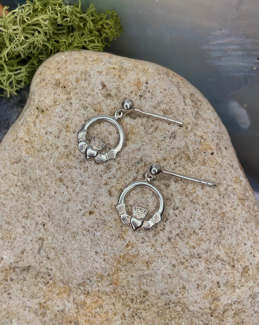 Sterling Silver Claddagh Minimalistic Earrings