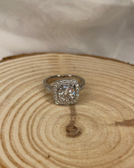 18ct Art Deco Lab Diamond Engagement Ring