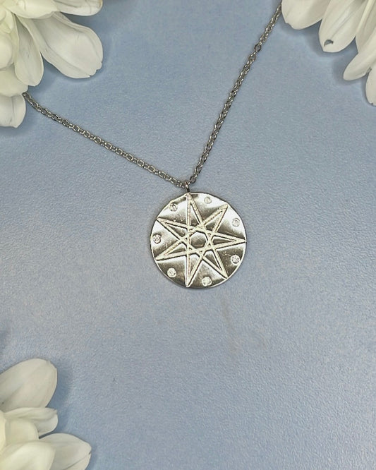 Sterling Silver Seven Pointed Disc Pendant