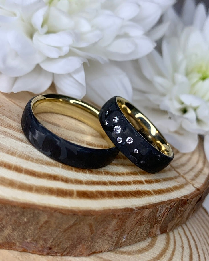 Black Carbon Raindrop Diamond Wedding Band