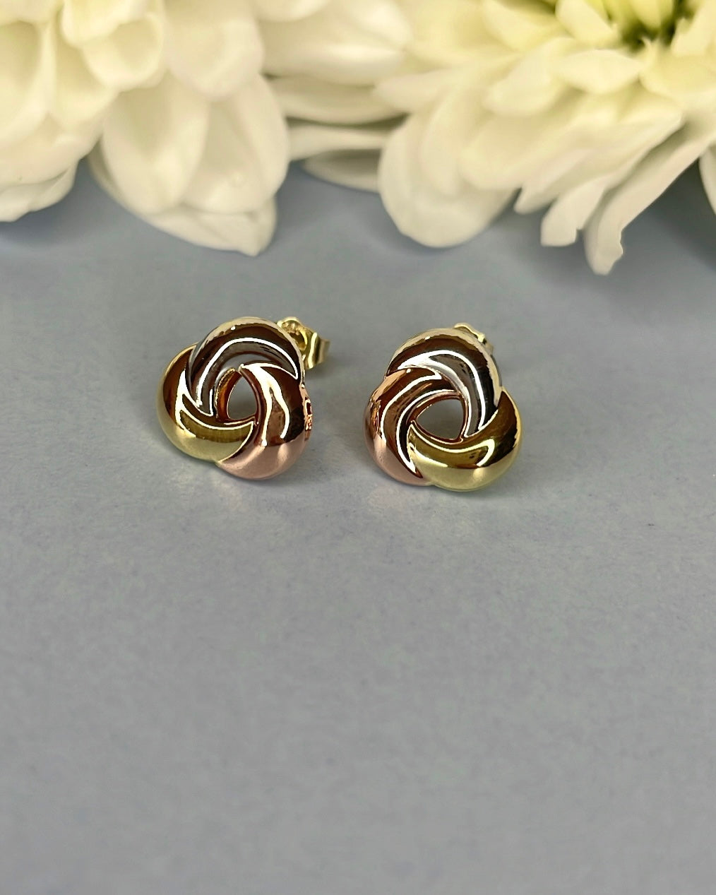 9ct Tri Colour Knot Earrings