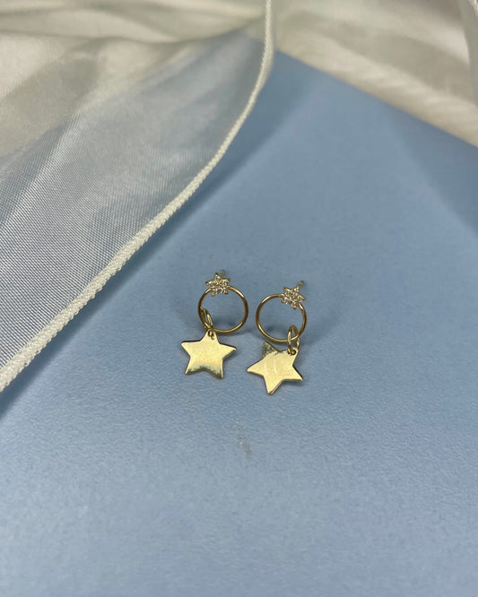 9ct Gold Star Cz Earring