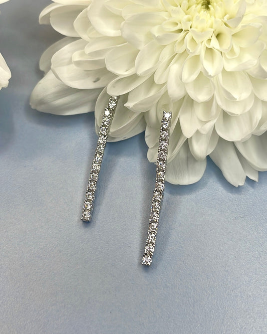 Sterling Silver CZ Line Drop Earring