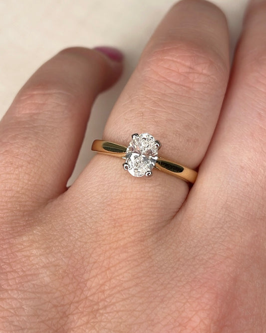 0.75ct Lab Grown Oval Diamond Solitaire Yellow Gold Engagement Ring
