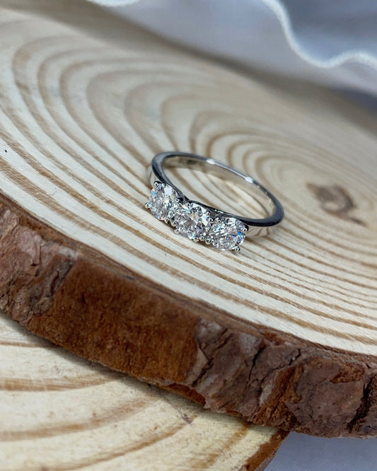Three Stone Lab Grown Diamond White Gold 0.93cts Engagement Ring