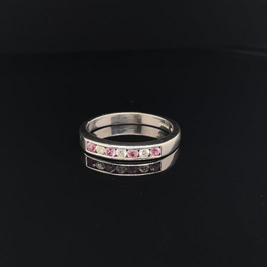 18ct White Gold Pink Sapphire & Diamond Ring