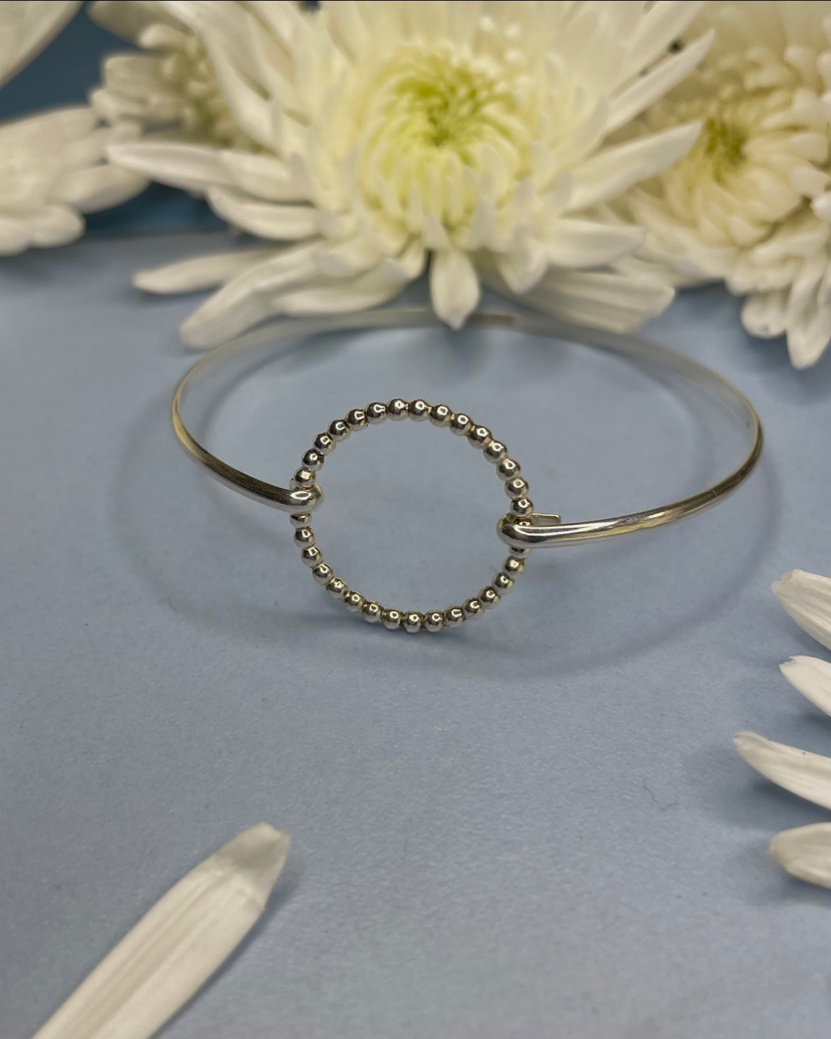 Sterling Silver Beaded Bangle