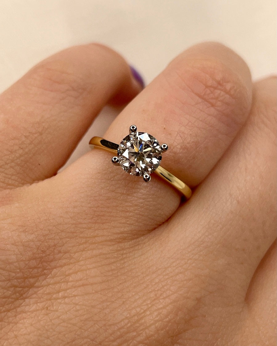 1.16ct Lab Grown Round Diamond Solitaire Yellow Gold Engagement Ring