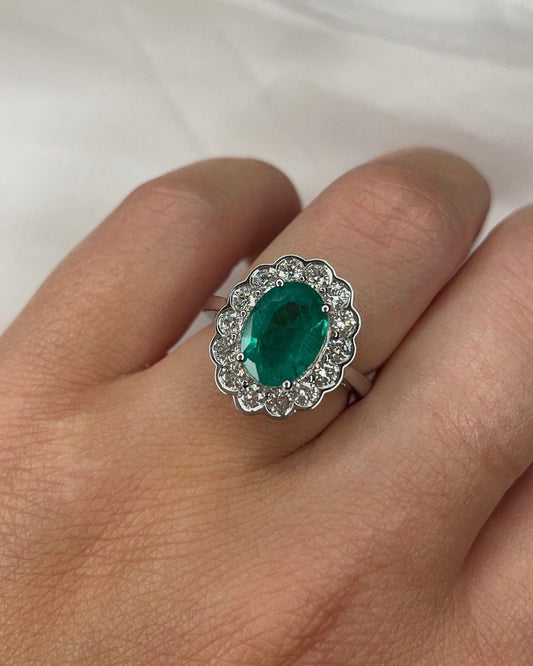 Oval Emerald and Diamond 18ct Ring
