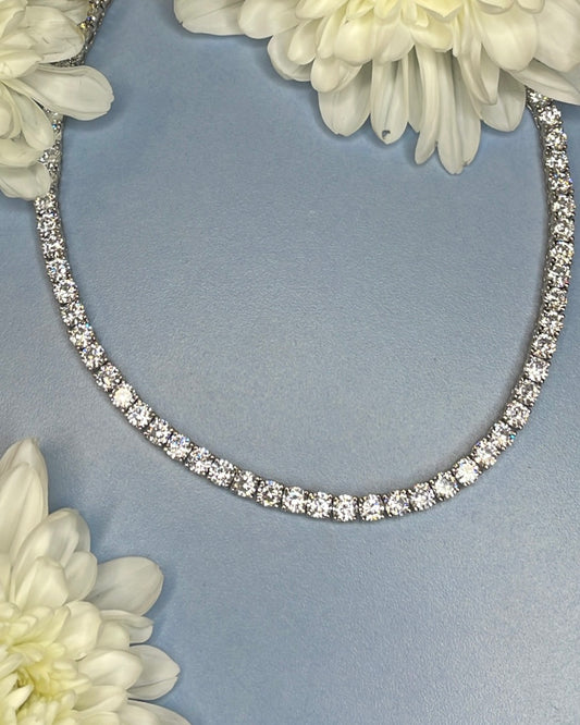Sterling Silver Cubic Zirconia Tennis Necklace