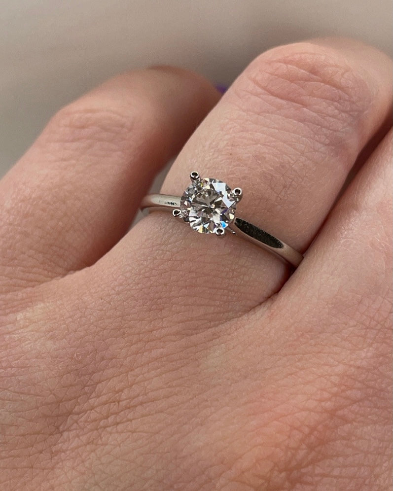 0.71 Lab Grown Round Diamond Solitaire Platinum Engagement Ring