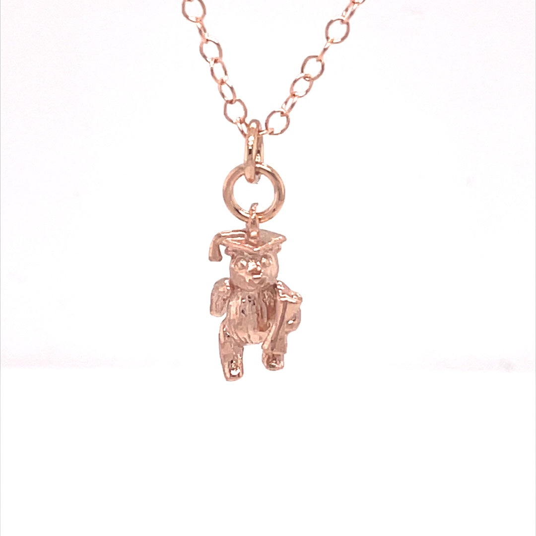 9k Rose Gold Graduation Bear Pendant