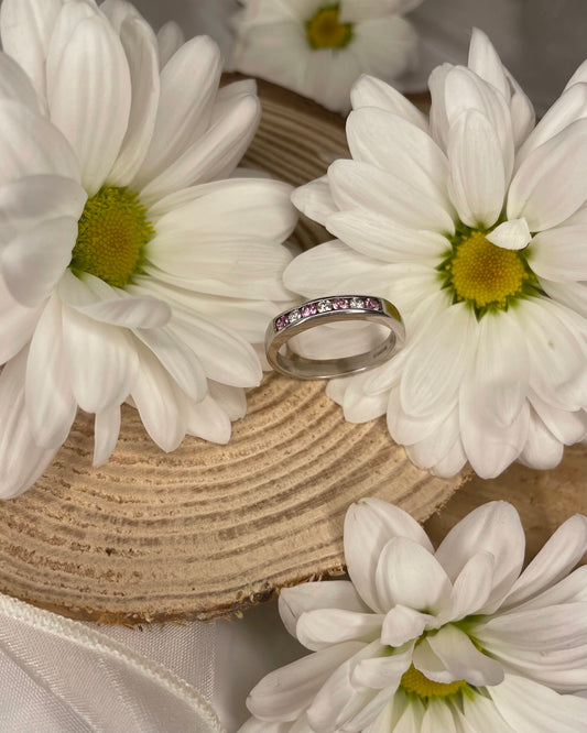 18ct White Gold Pink Sapphire & Diamond Ring