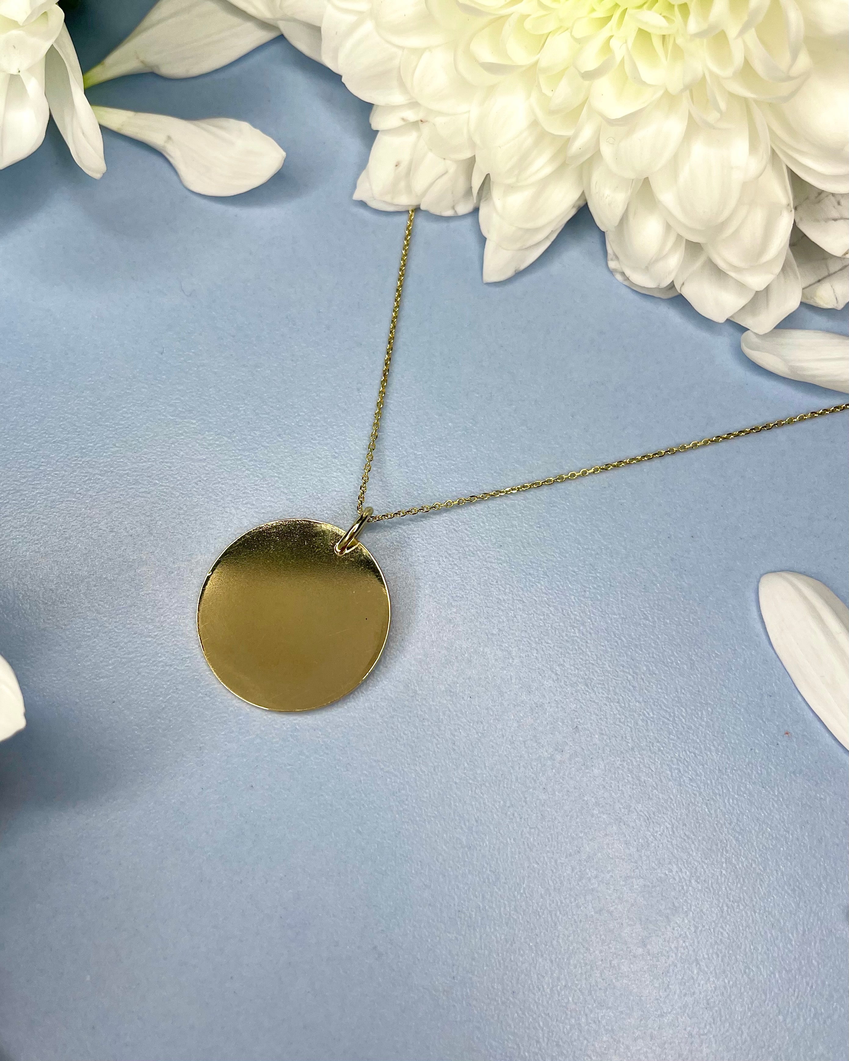 9ct Gold Disc Pendant & Chain