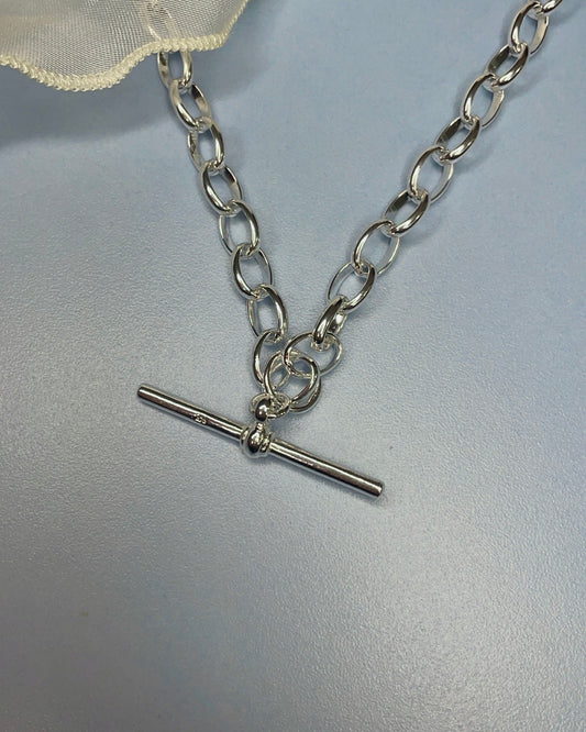Sterling Silver Links T-Bar Necklace