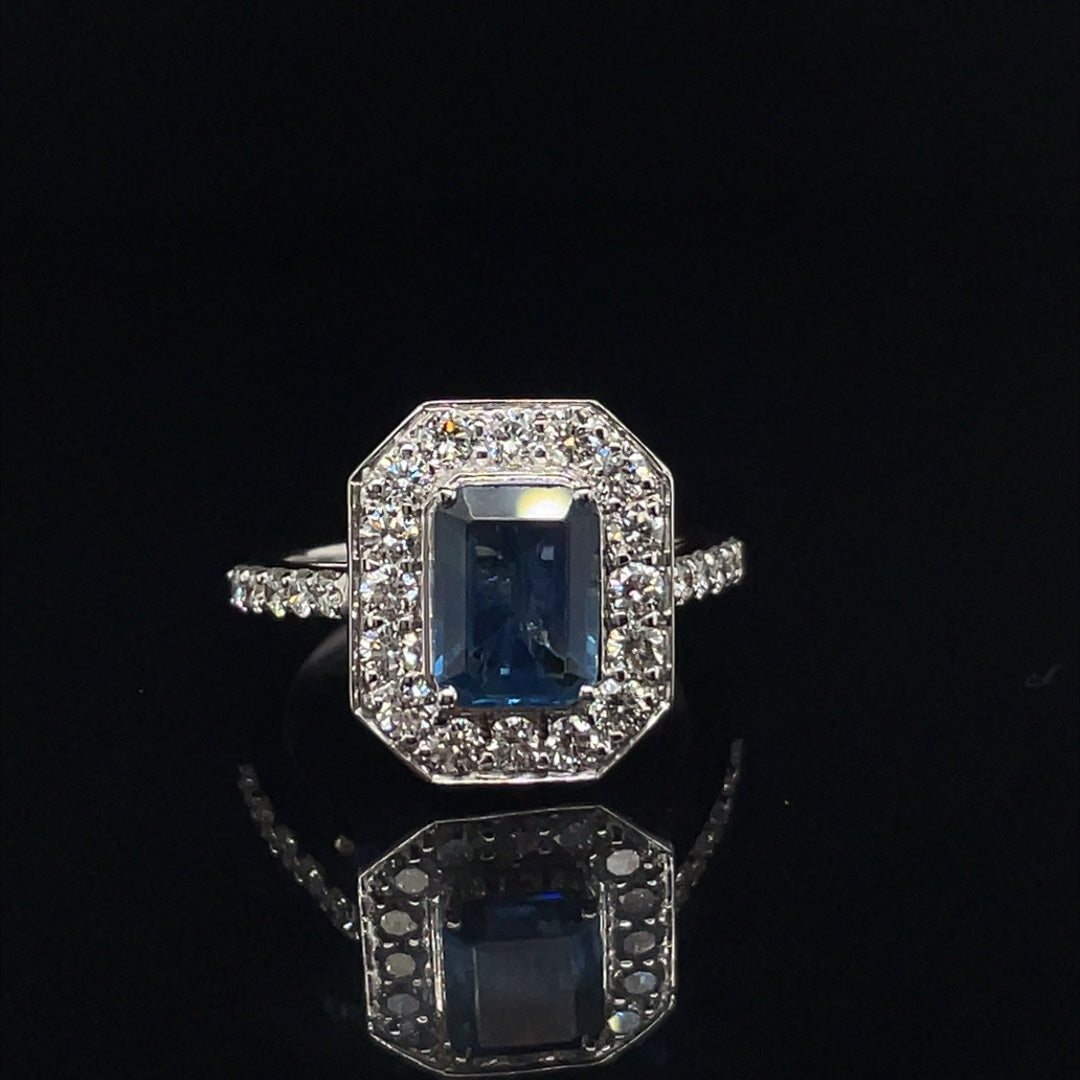 18ct Sapphire and Diamond Halo Ring