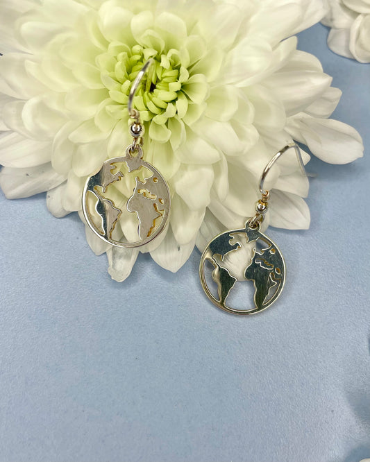 Sterling Silver Globe Earrings with Shepherd Hook