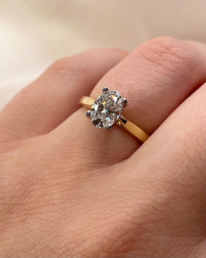 1.17ct Lab Grown Oval Diamond Solitaire Yellow Gold Engagement Ring